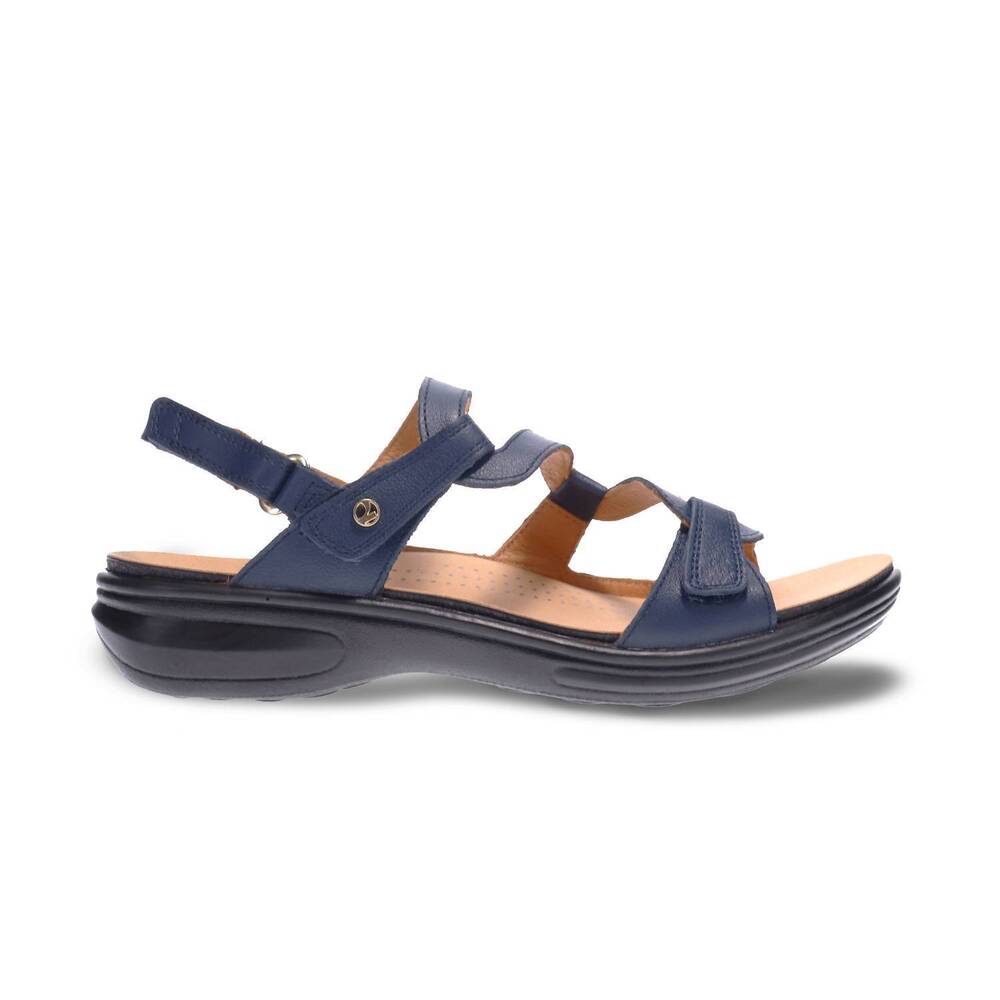 NEW REVERE women's emerald back strap sandals in blue french